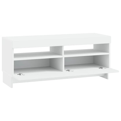 LED tv-meubel Wit Bewerkt hout