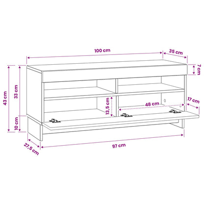 LED tv-meubel Wit Bewerkt hout