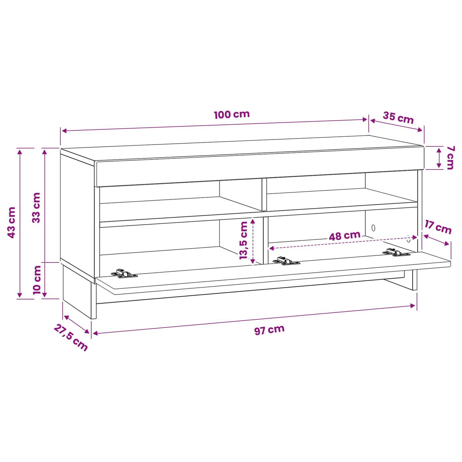 LED tv-meubel Sonoma Eiken Bewerkt hout