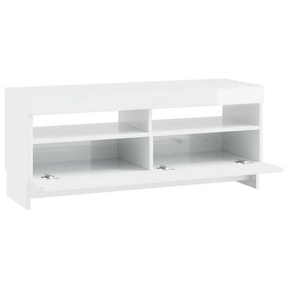 LED tv-meubel Hoogglans Wit Bewerkt hout