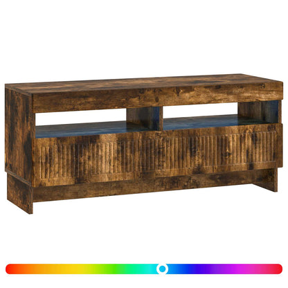 LED tv-meubel Gerookt eiken Bewerkt hout