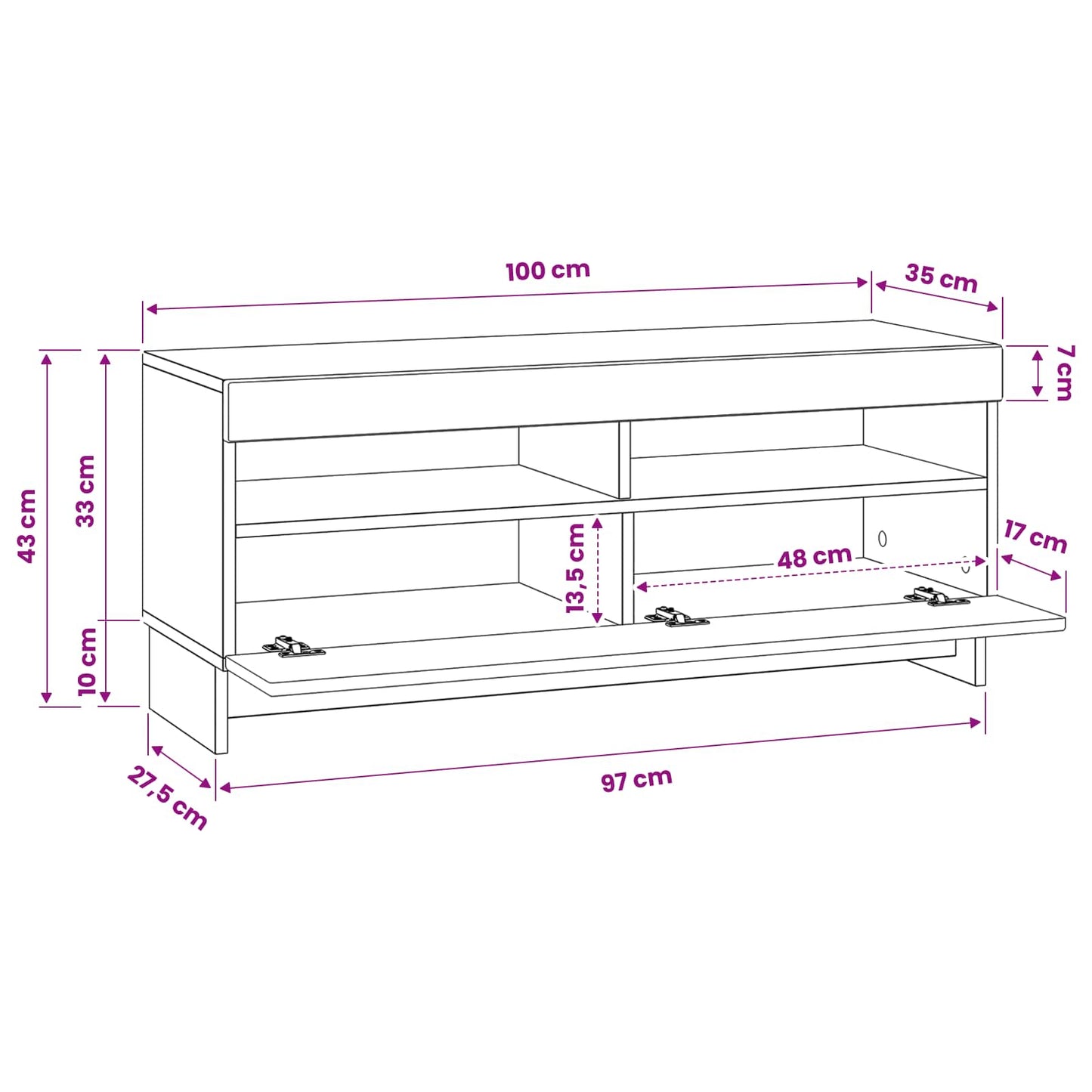 LED tv-meubel Oud hout Bewerkt hout