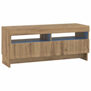 Tv-meubel Artisanaal eiken bewerkt hout LED