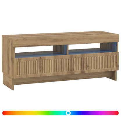 LED tv-meubel Artisanaal eiken Bewerkt hout