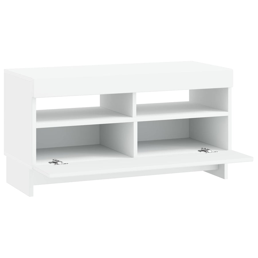 LED tv-meubel Wit Bewerkt hout