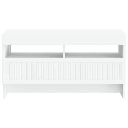 LED tv-meubel Wit Bewerkt hout