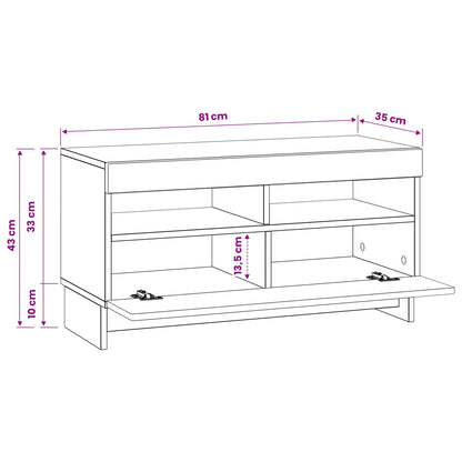 LED tv-meubel Wit Bewerkt hout