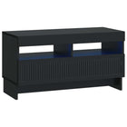 LED tv-meubel Zwart Bewerkt hout