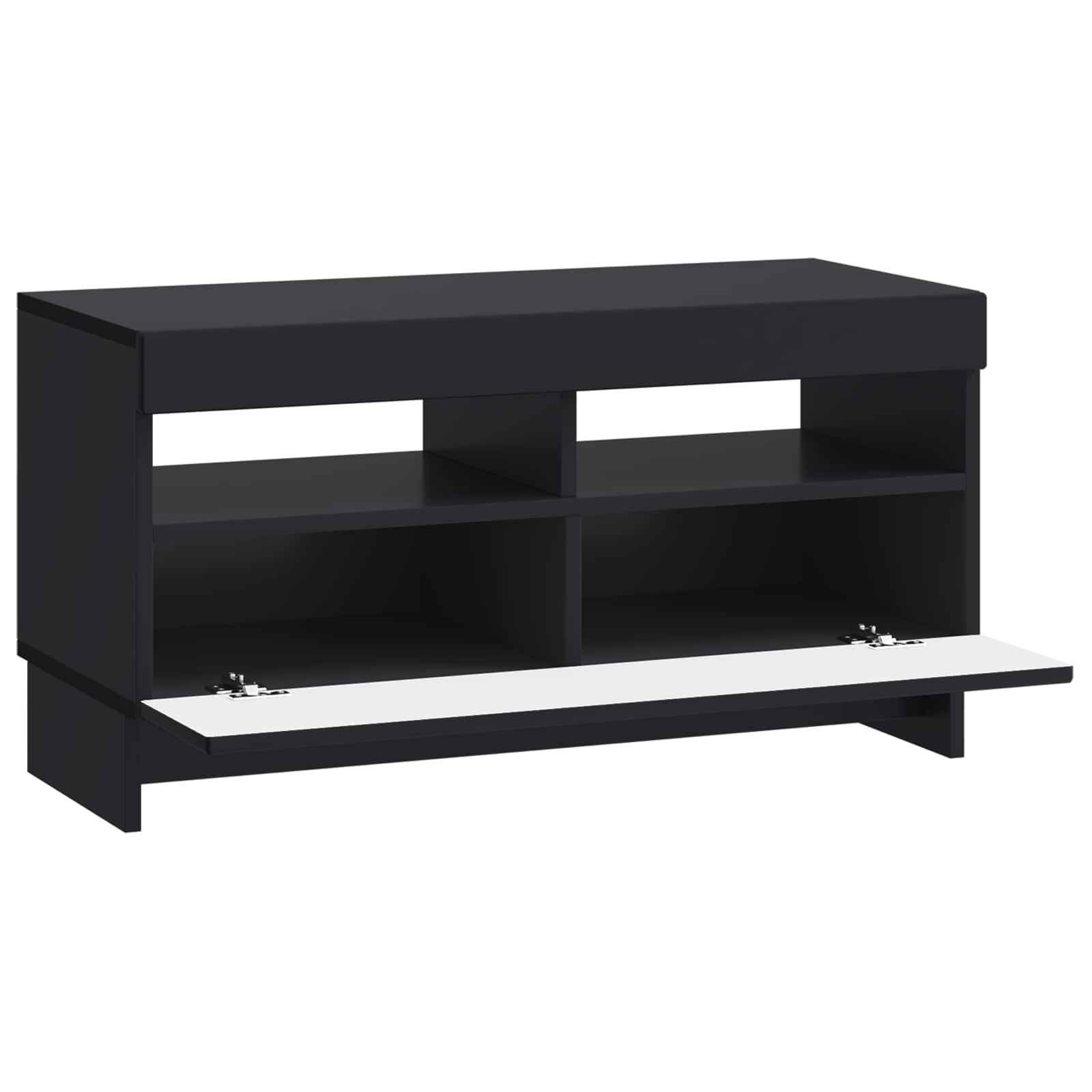 LED tv-meubel Zwart Bewerkt hout