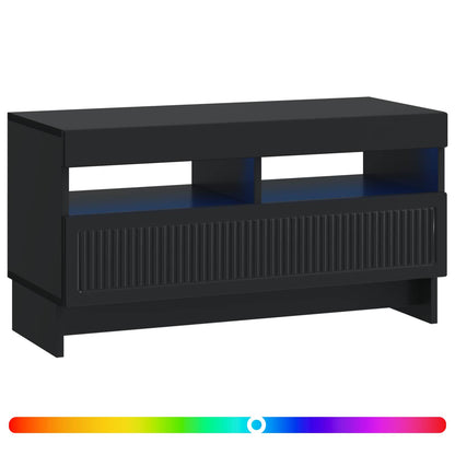 LED tv-meubel Zwart Bewerkt hout