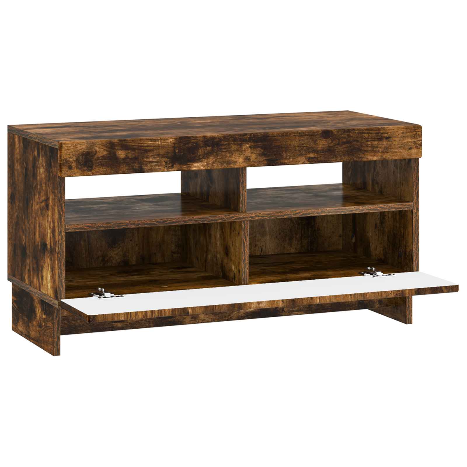 LED tv-meubel Gerookt eiken Bewerkt hout