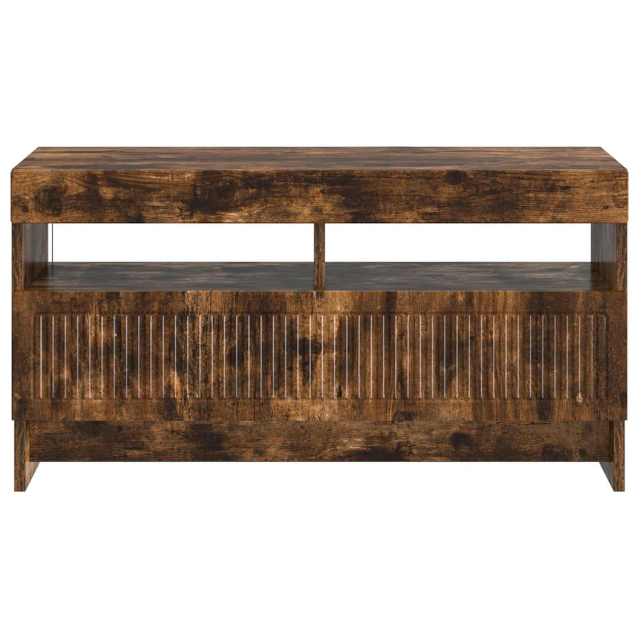 LED tv-meubel Gerookt eiken Bewerkt hout