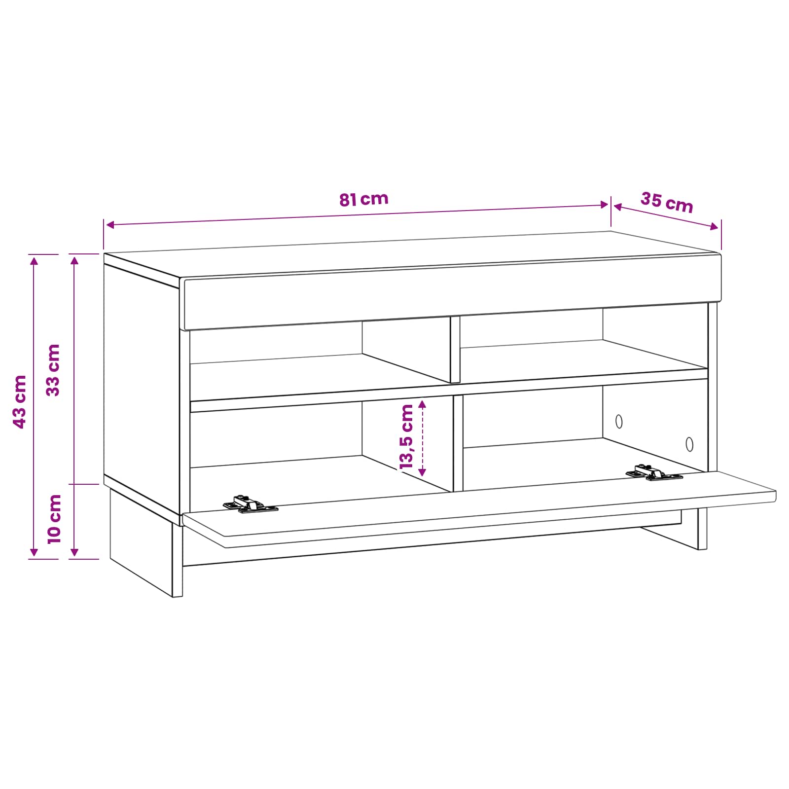 LED tv-meubel Gerookt eiken Bewerkt hout