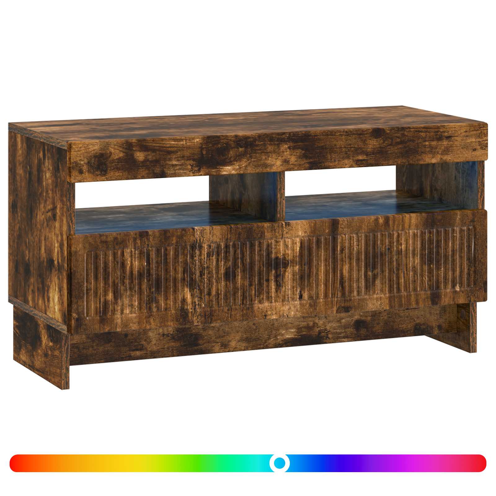 LED tv-meubel Gerookt eiken Bewerkt hout