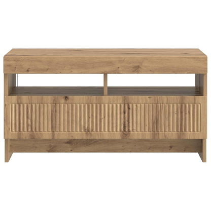 LED tv-meubel Artisanaal eiken Bewerkt hout