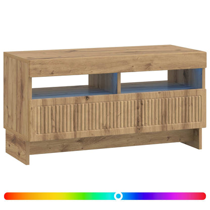 LED tv-meubel Artisanaal eiken Bewerkt hout