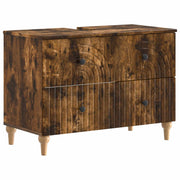 Wastafelkast badkamer 82x41x59 cm gerookt eiken