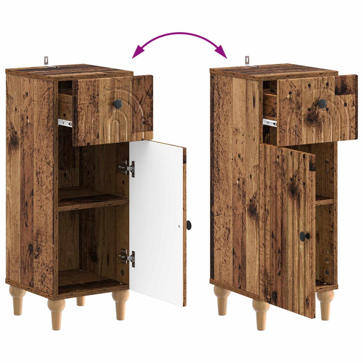 Badkamer Opbergkast ALKMAAR Oud hout 30 x 31 x 80 cm