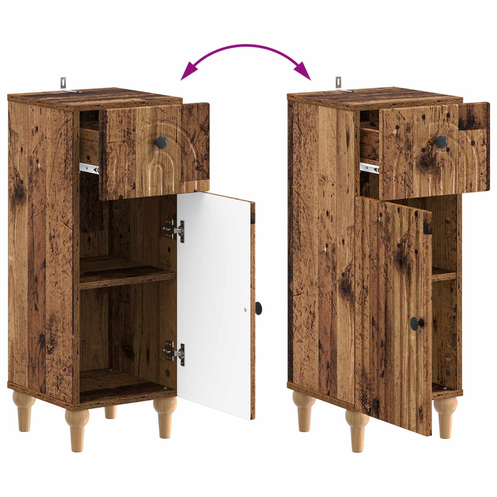 Badkamer Opbergkast ALKMAAR Oud hout 30 x 31 x 80 cm