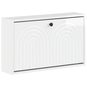 Wandgemonteerde schoenenkast 71x17x43 cm bewerkt hout wit