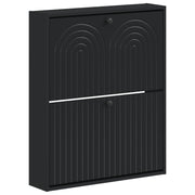 Wandgemonteerde schoenkast 71x17x86 cm bewerkt hout zwart