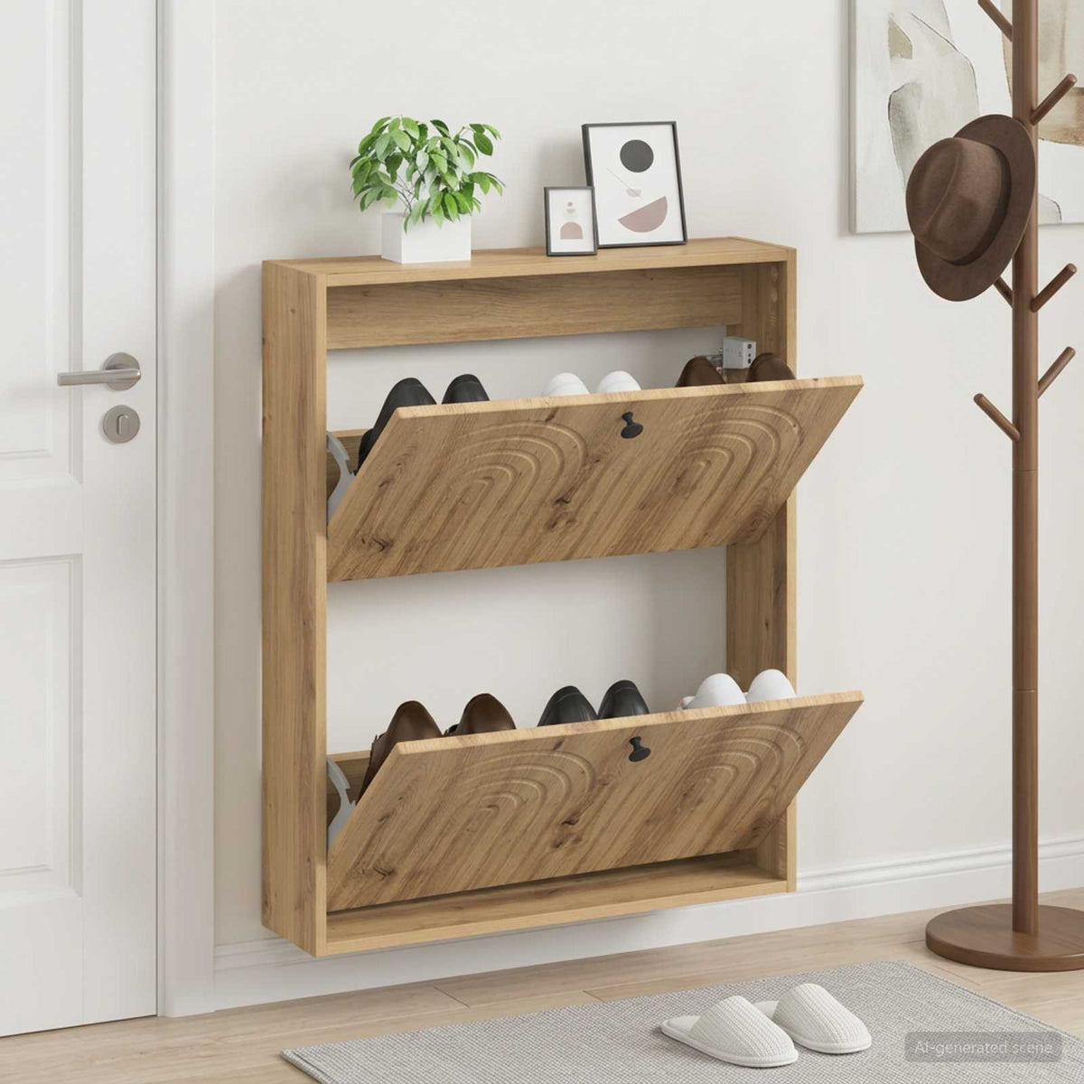 Wandgemonteerde Schoenkast ALKMAAR 71 x 17 x 86 cm Bewerkt hout