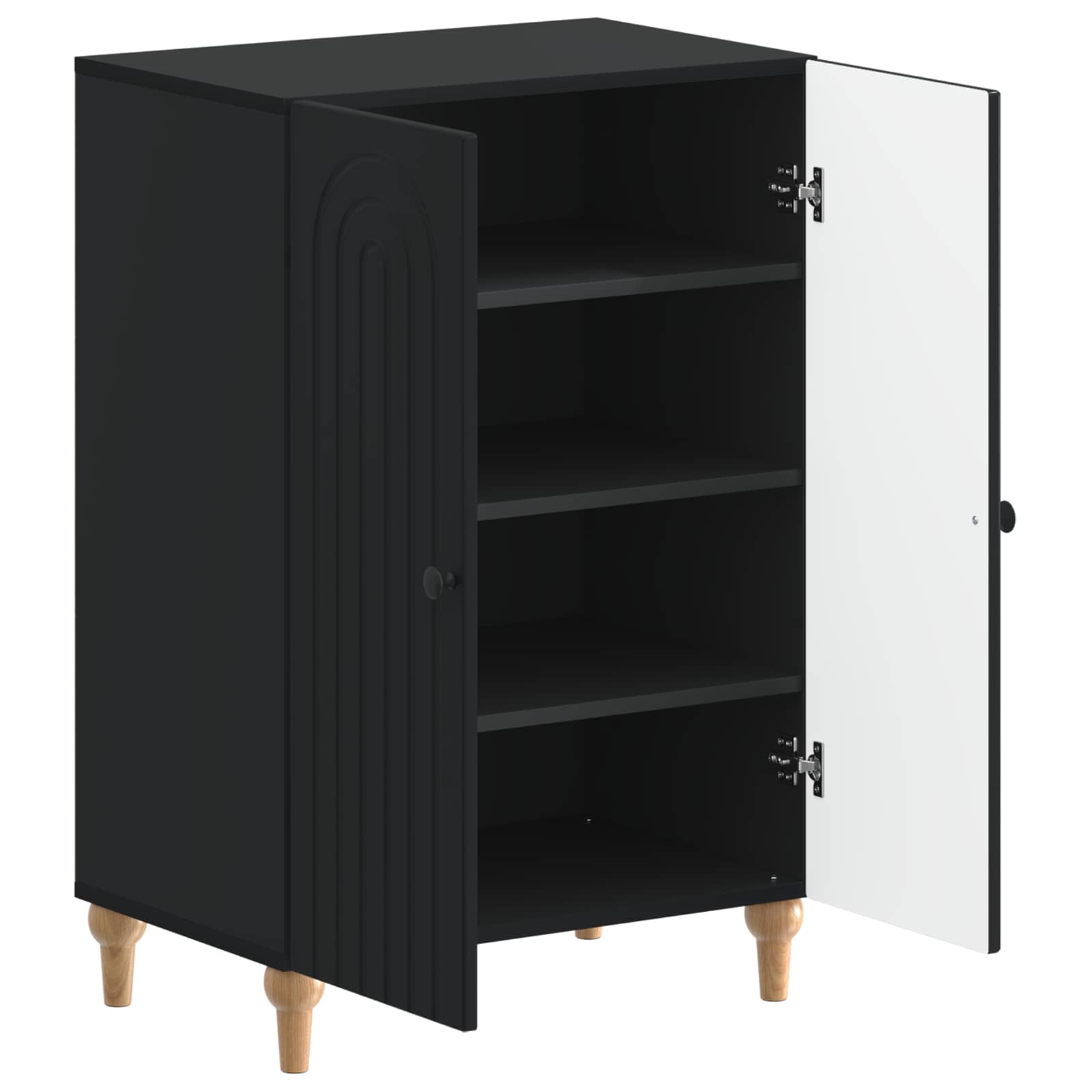 Schoenenkast ALKMAAR 59,5 x 39,5 x 90 cm Bewerkt hout Zwart
