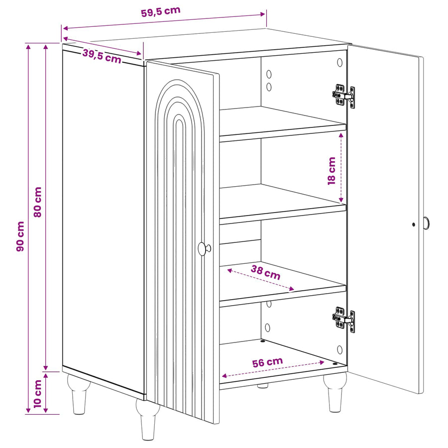 Schoenenkast ALKMAAR 59,5 x 39,5 x 90 cm Bewerkt hout