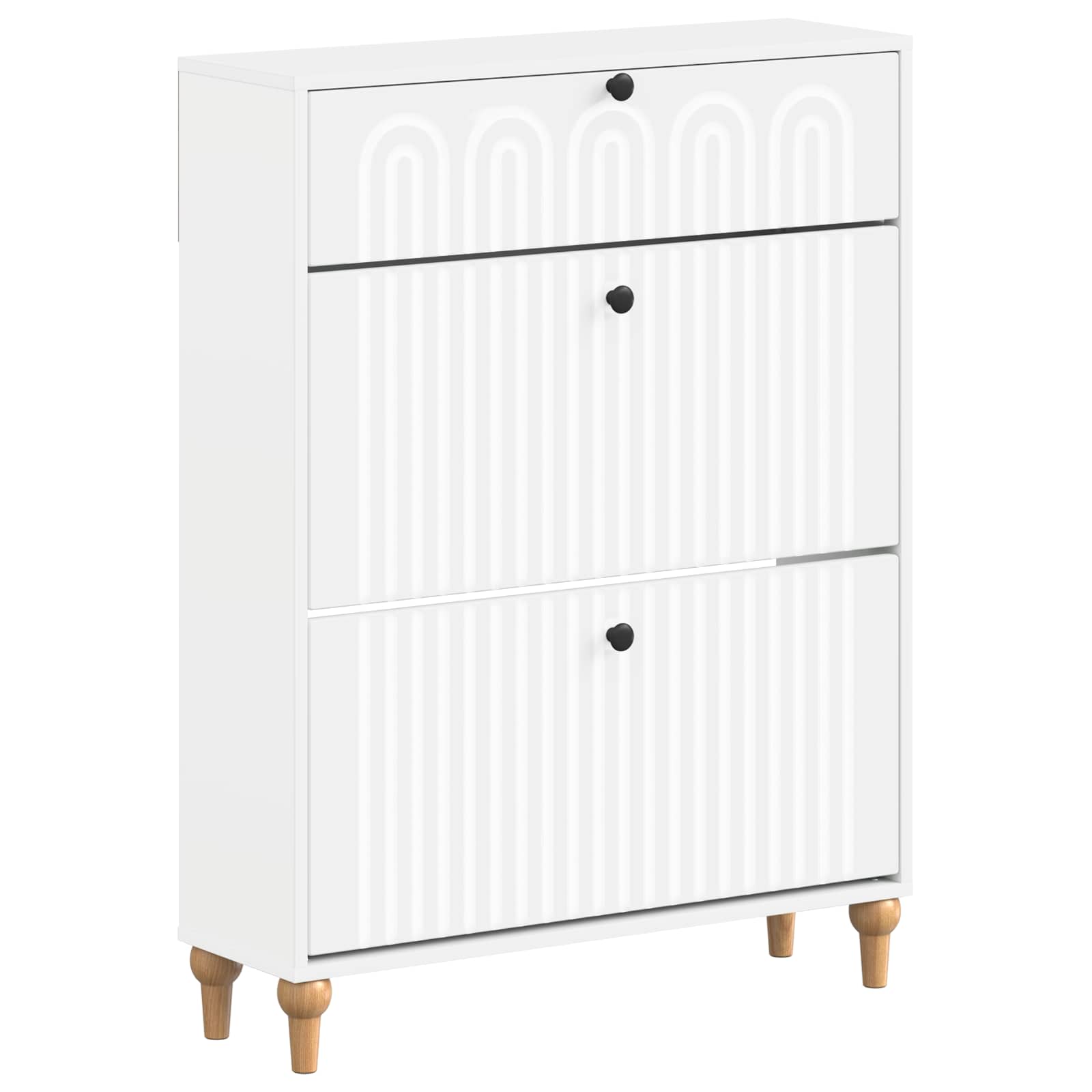 Schoenenkast ALKMAAR 78 x 24 x 103 cm Bewerkt hout Wit