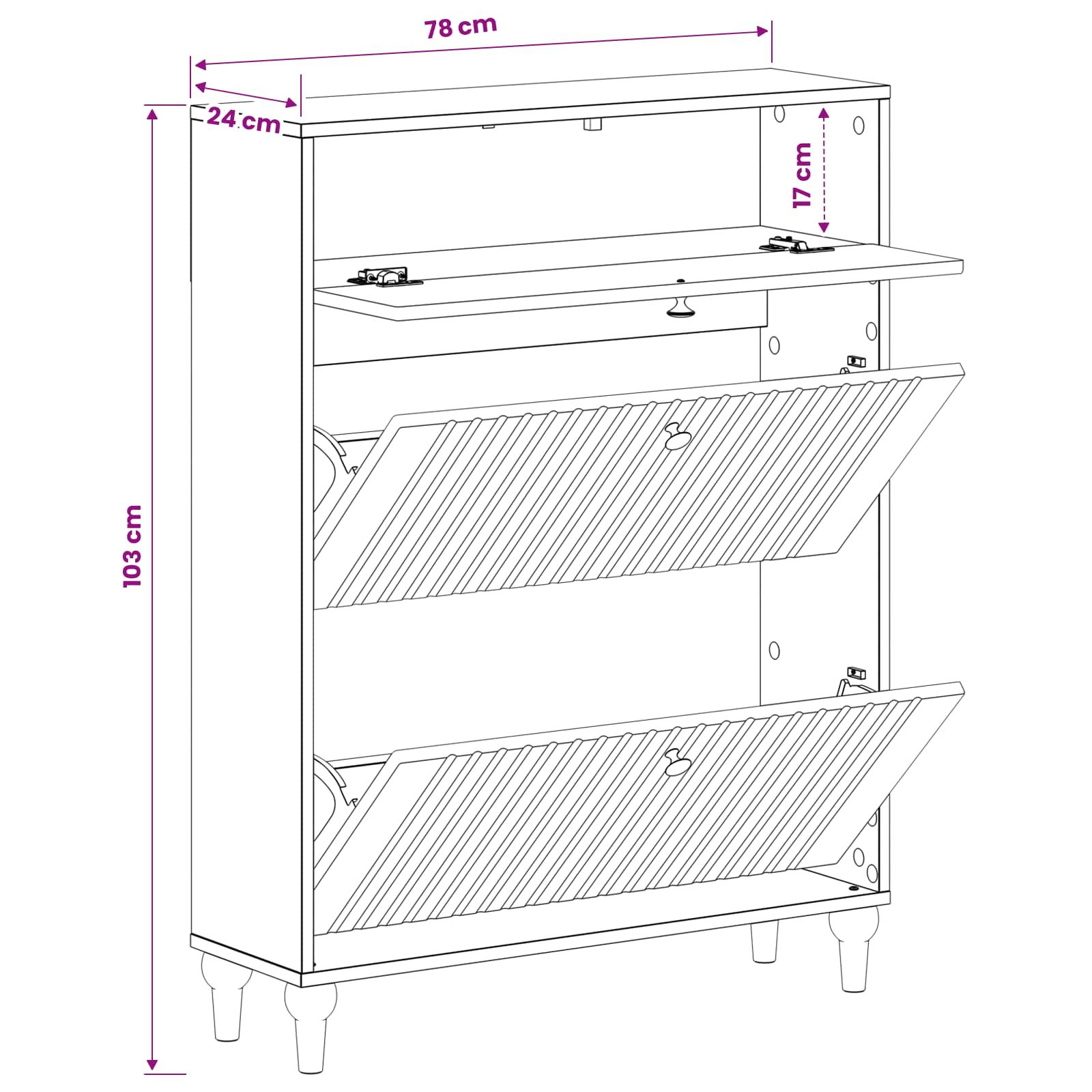 Schoenenkast ALKMAAR 78 x 24 x 103 cm Bewerkt hout Wit