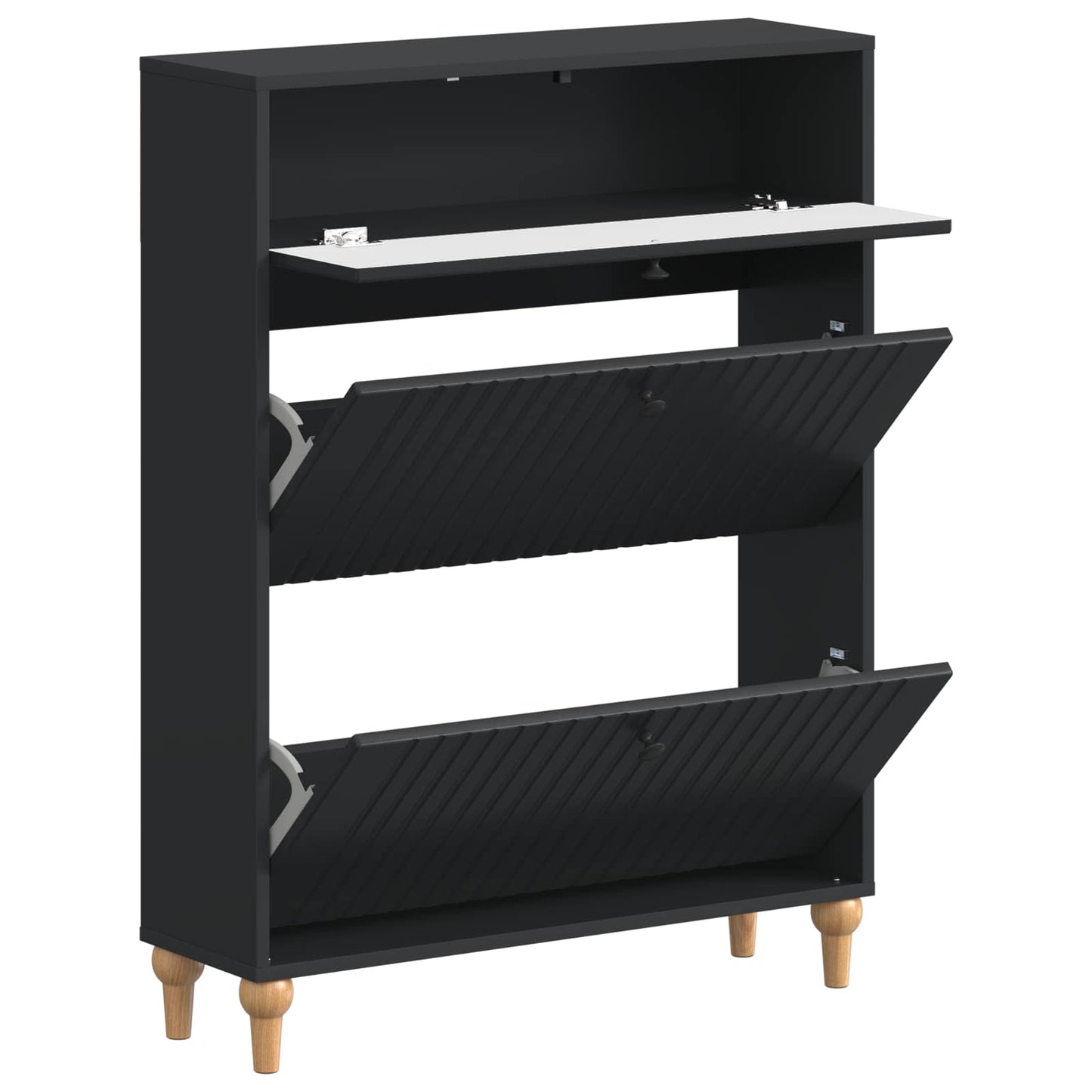 Schoenenkast ALKMAAR 78 x 24 x 103 cm Bewerkt hout Zwart