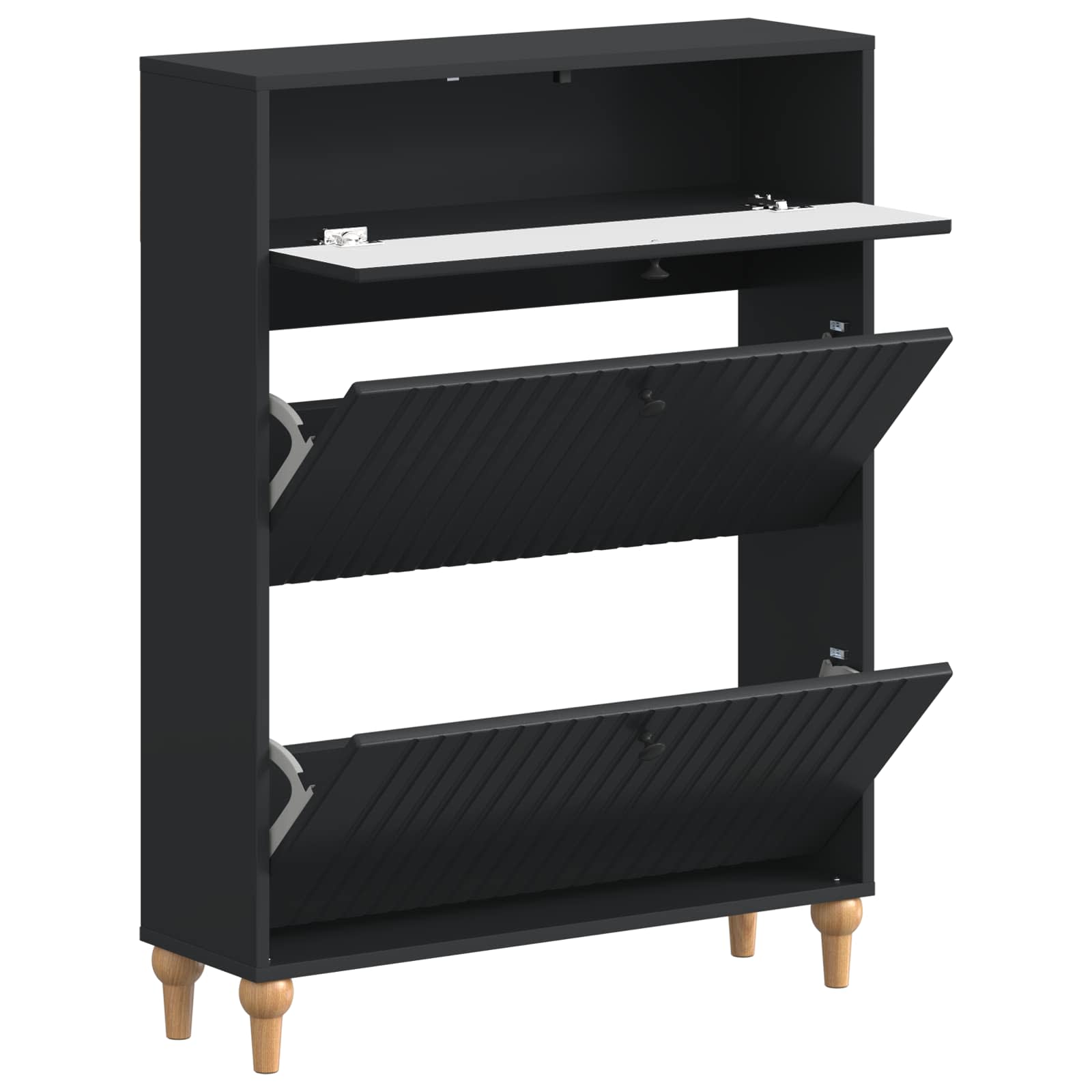 Schoenenkast ALKMAAR 78 x 24 x 103 cm Bewerkt hout Zwart
