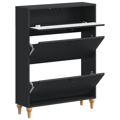 Schoenenkast ALKMAAR 78 x 24 x 103 cm Bewerkt hout Zwart