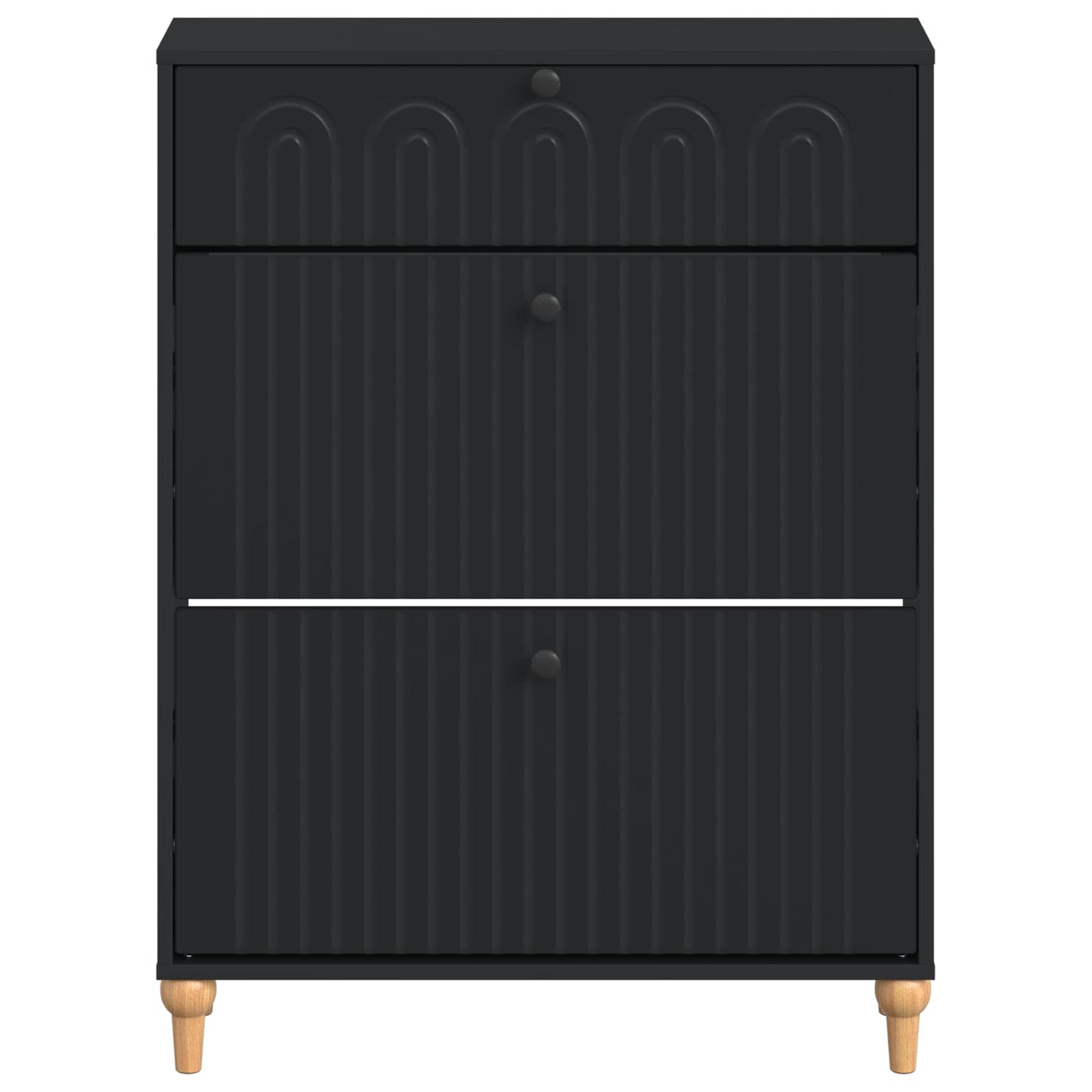 Schoenenkast ALKMAAR 78 x 24 x 103 cm Bewerkt hout Zwart