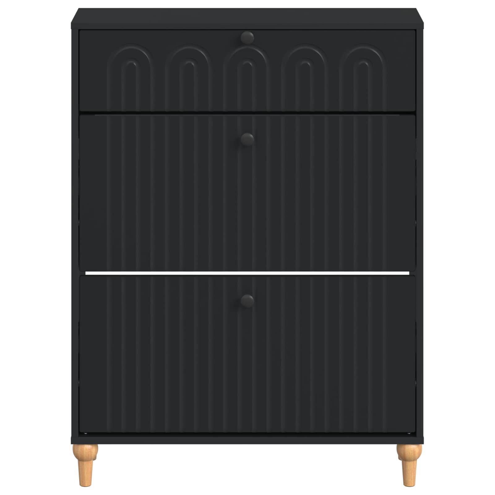 Schoenenkast ALKMAAR 78 x 24 x 103 cm Bewerkt hout Zwart