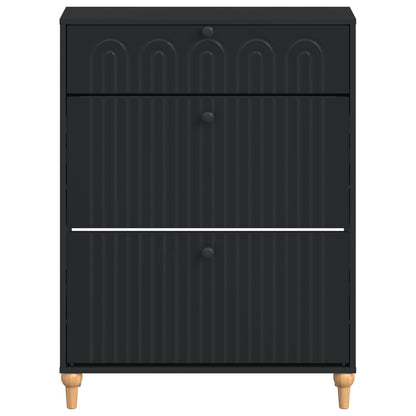 Schoenenkast ALKMAAR 78 x 24 x 103 cm Bewerkt hout Zwart