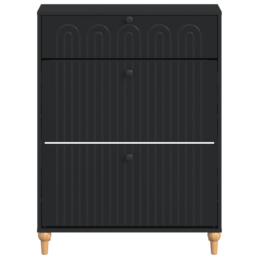 Schoenenkast ALKMAAR 78 x 24 x 103 cm Bewerkt hout Zwart