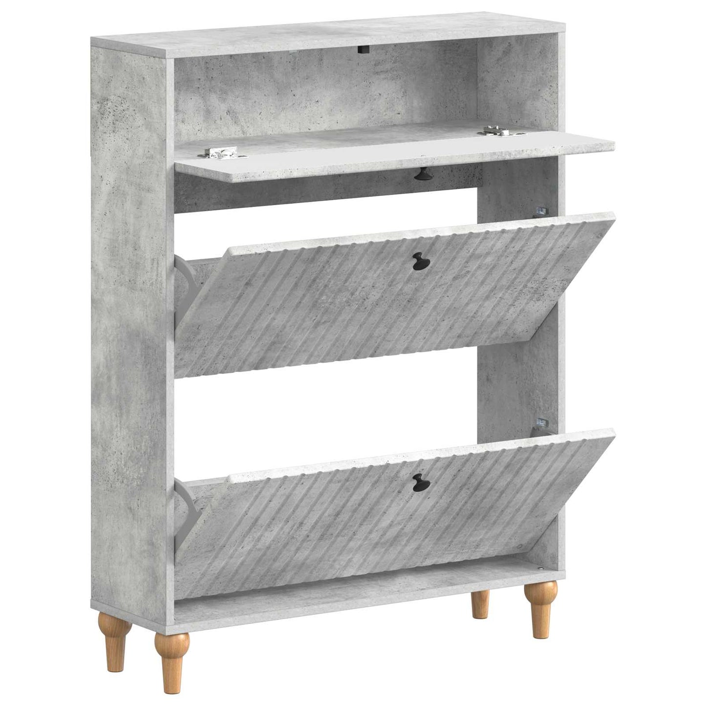 Schoenenkast ALKMAAR 78 x 24 x 103 cm Bewerkt hout Betongrijs