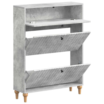 Schoenenkast ALKMAAR 78 x 24 x 103 cm Bewerkt hout Betongrijs