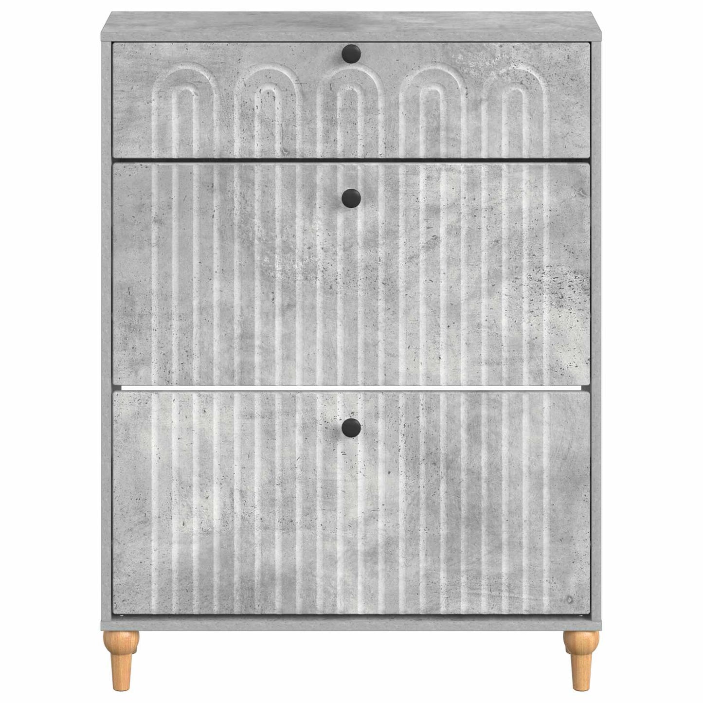 Schoenenkast ALKMAAR 78 x 24 x 103 cm Bewerkt hout Betongrijs