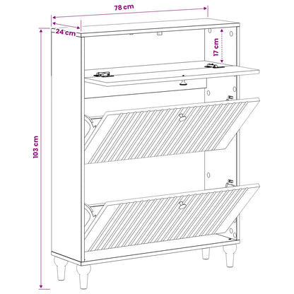Schoenenkast ALKMAAR 78 x 24 x 103 cm Bewerkt hout