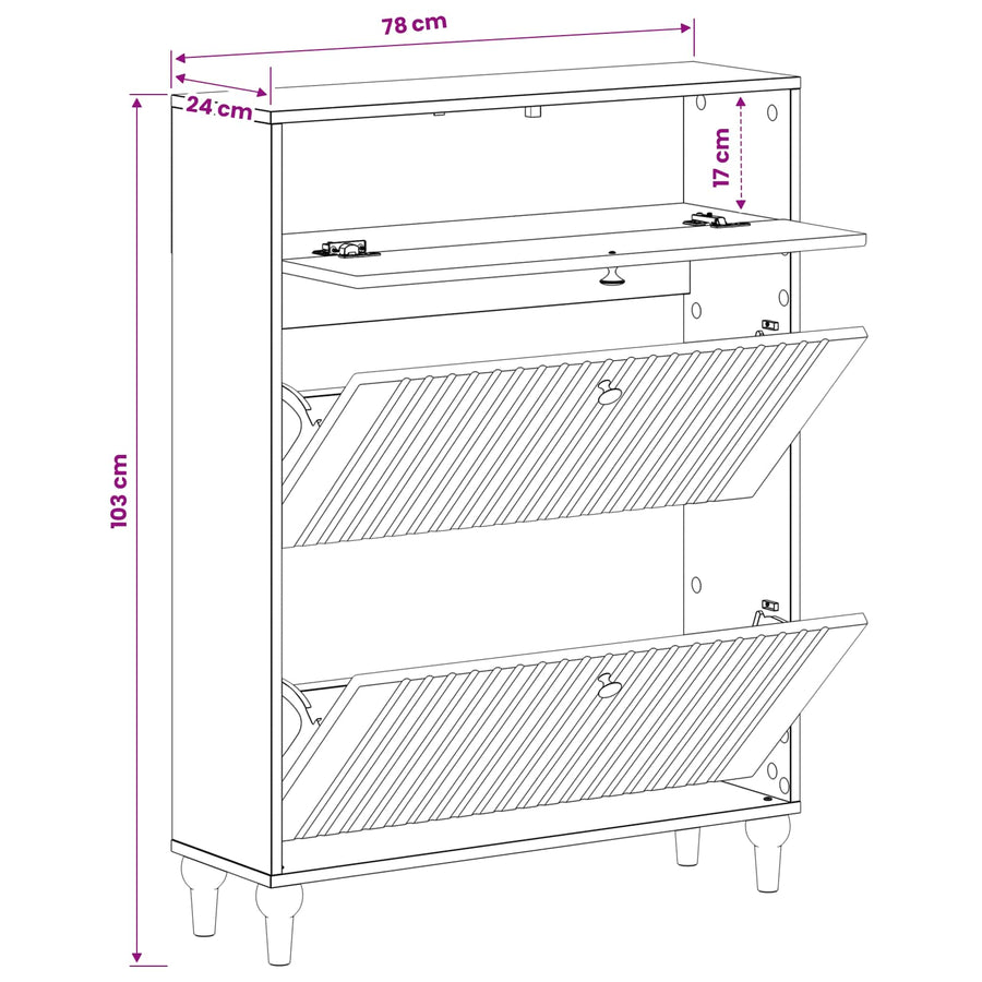 Schoenenkast ALKMAAR 78 x 24 x 103 cm Bewerkt hout