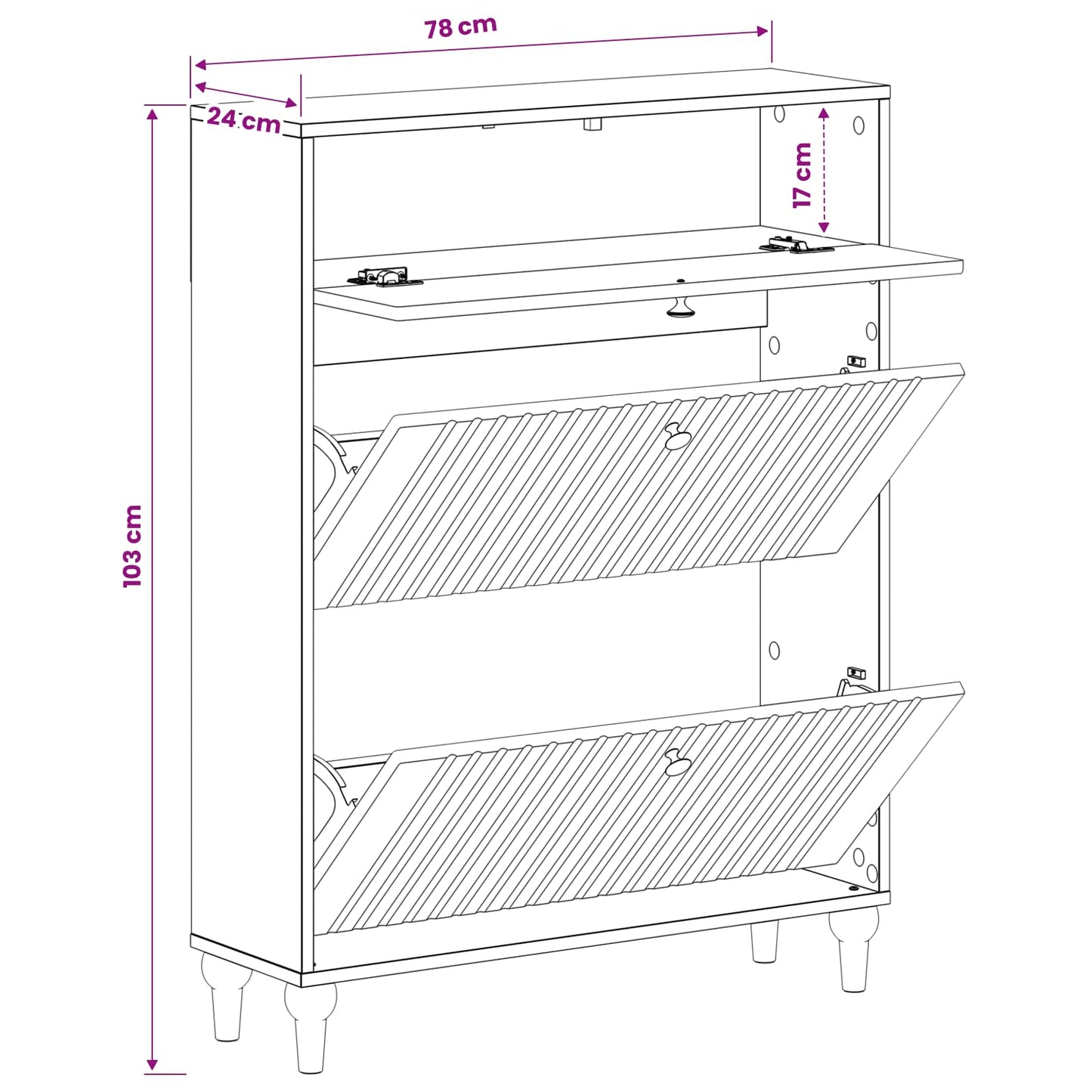 Schoenenkast ALKMAAR 78 x 24 x 103 cm Bewerkt hout Oud hout