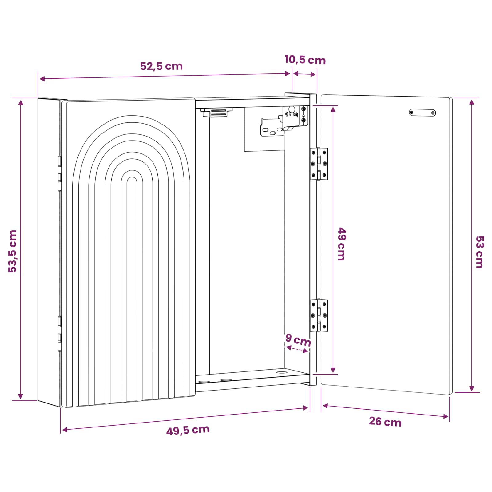 Dartbord Kabinet ALKMAAR Sonoma Eiken 52,5 x 10,5 x 53,5 cm