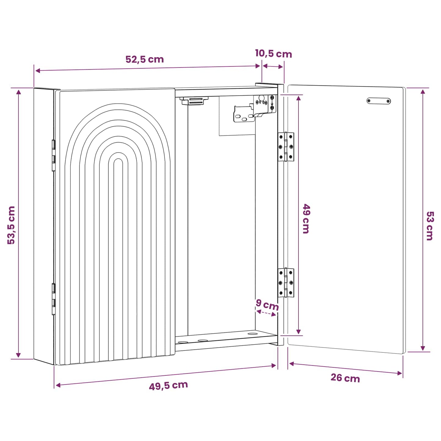 Dartbord Kabinet ALKMAAR Gerookt eiken 52,5 x 10,5 x 53,5 cm