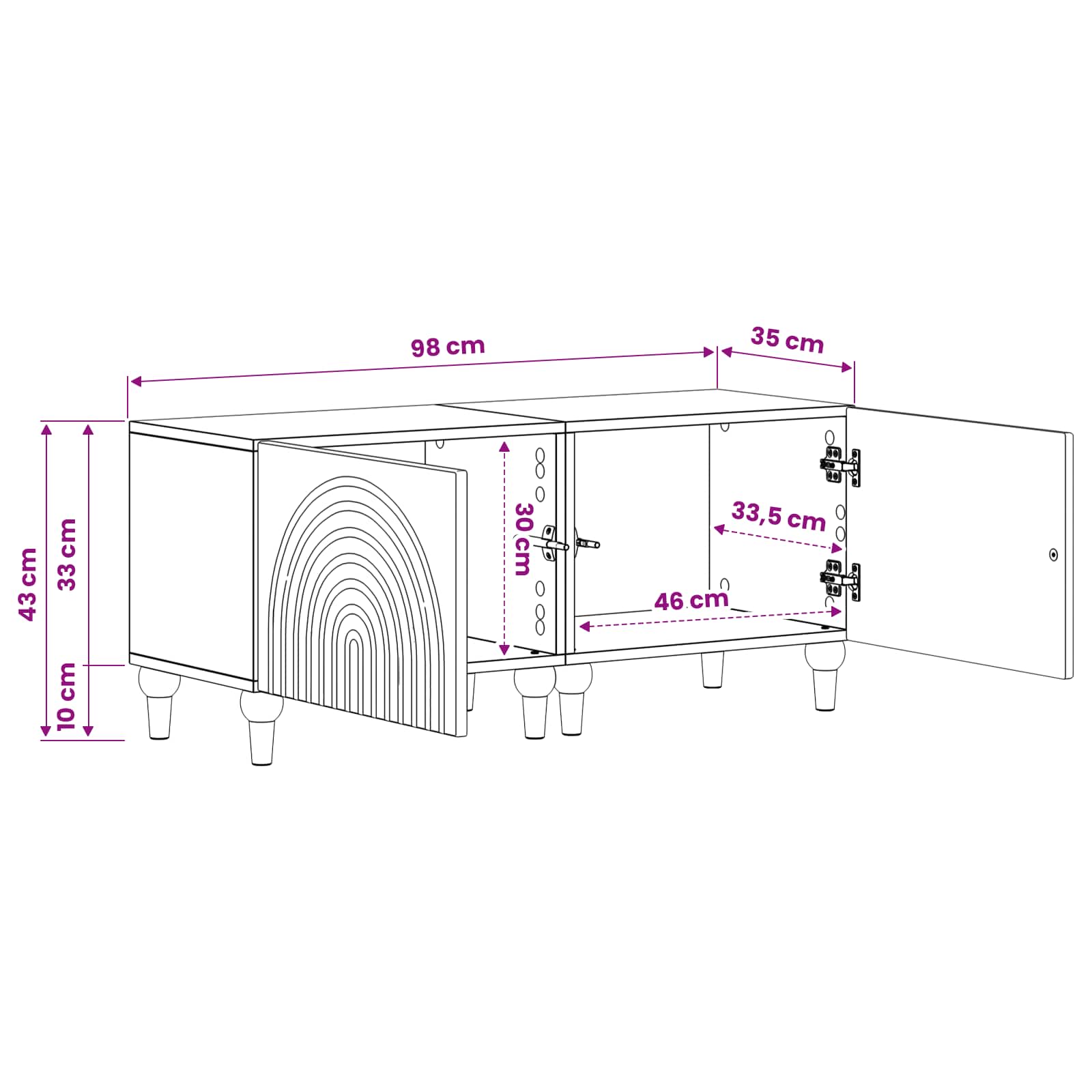 Tv-meubel Wit Bewerkt hout