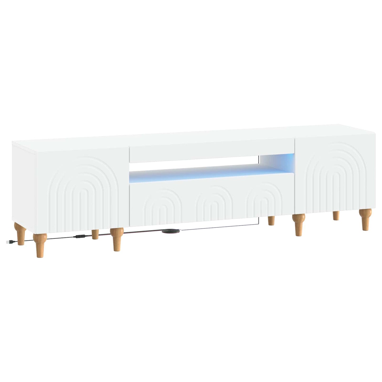 LED tv-meubel Wit Bewerkt hout