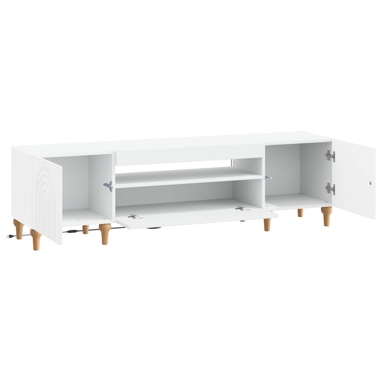 LED tv-meubel Wit Bewerkt hout