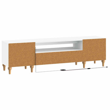LED tv-meubel Wit Bewerkt hout