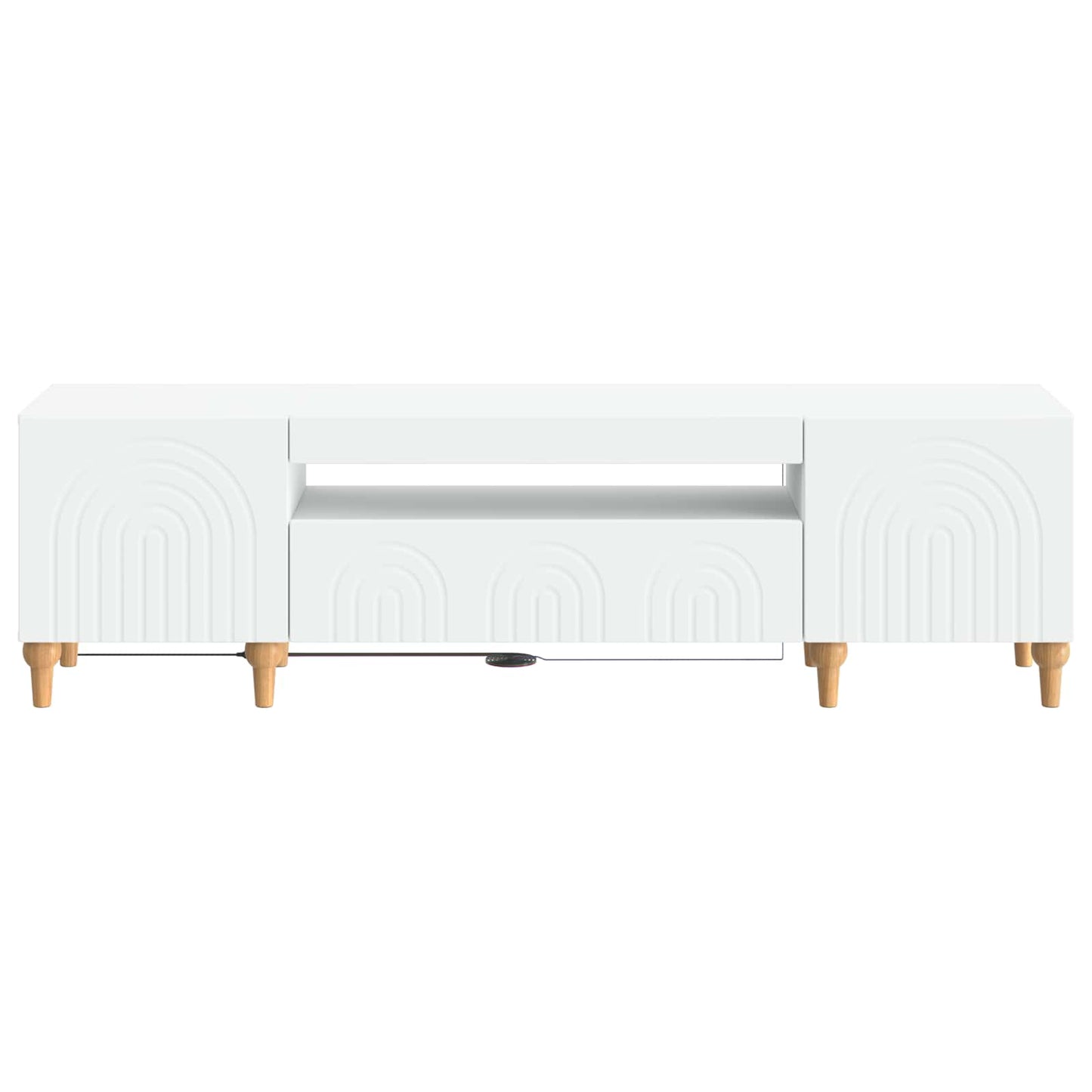 LED tv-meubel Wit Bewerkt hout